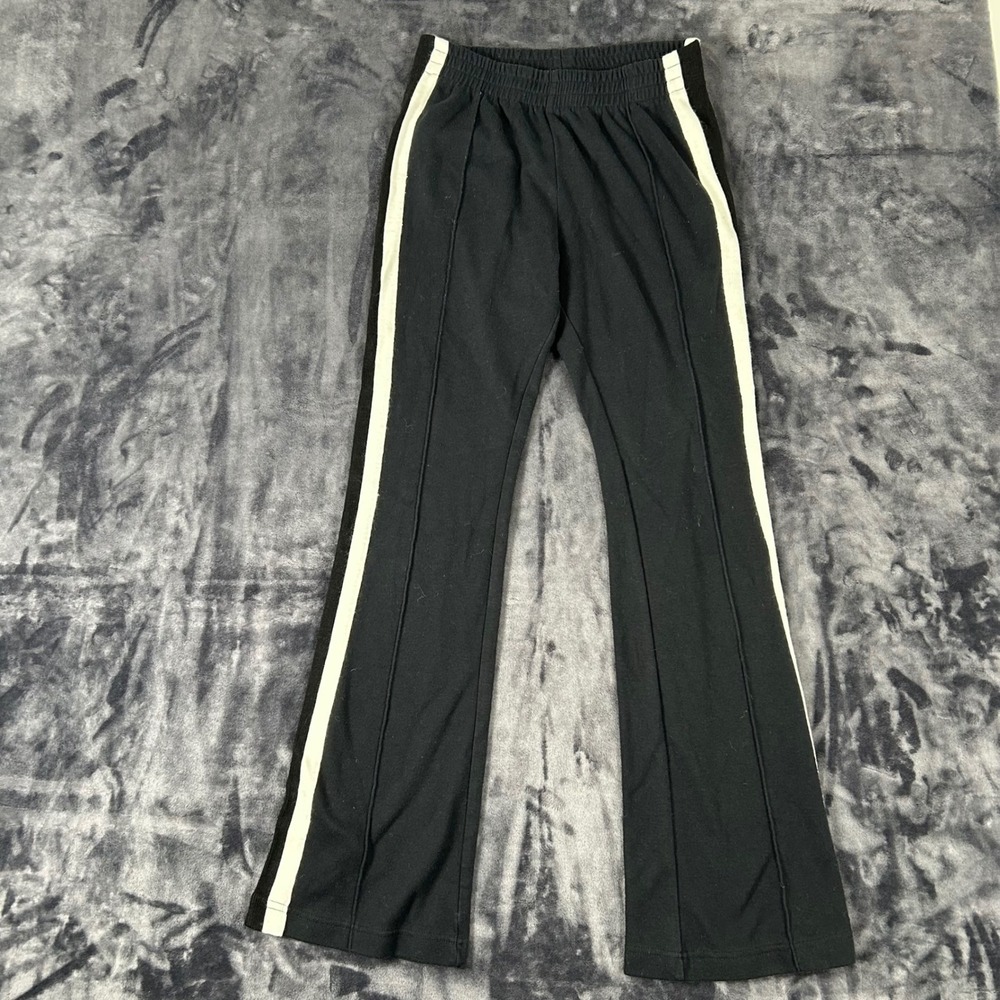Maeve Track Pants Womens XS Black‎ White Side Stripe Flare Leg Athleisure